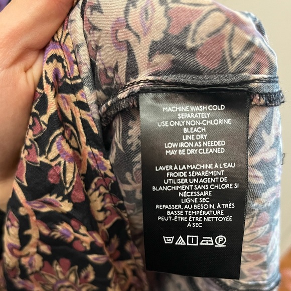 NWOT Free People XS midi boho dress long top purple black floral abstract split - Picture 9 of 10